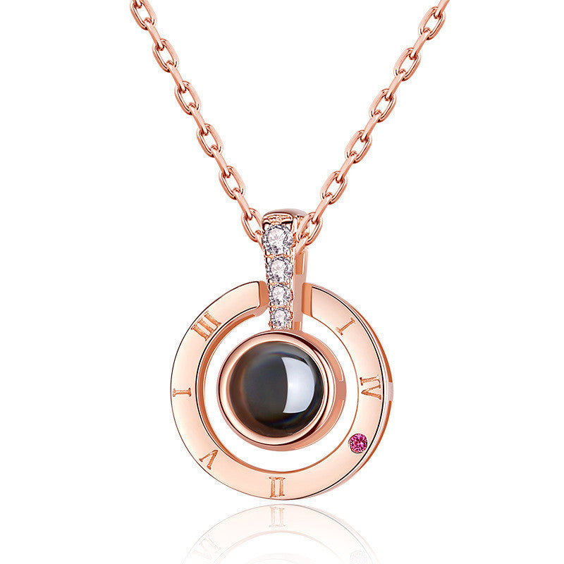 GLINTORS Custom Photo Projection Necklace – Sterling Silver, Elegant Asymmetric Design, Personalized Gift for Women